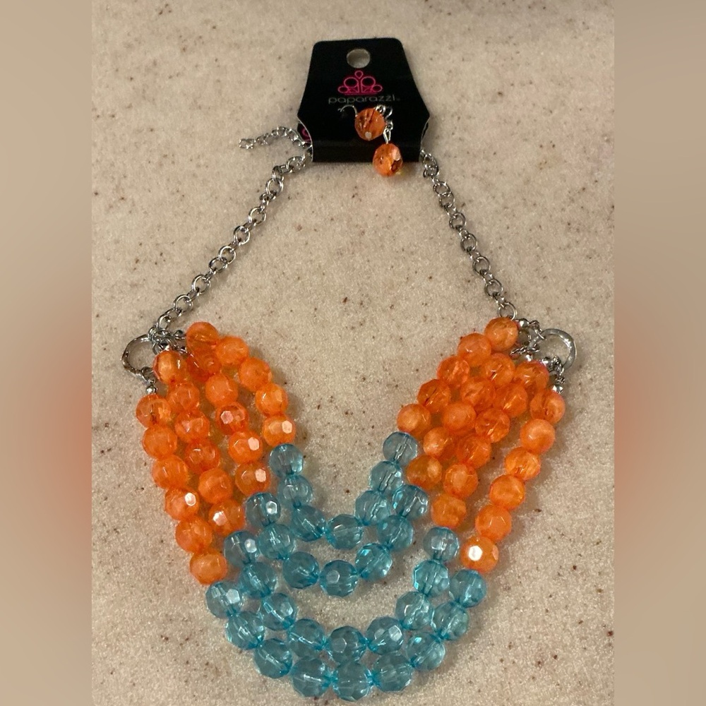 Paparazzi Vibrant Orange and Blue Necklace